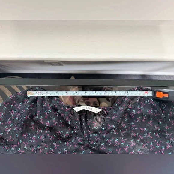 Zara Long Sleeve Black Pink Floral Swiss Dot All Ruffles Babydoll Dress size XS - Picture 11 of 16